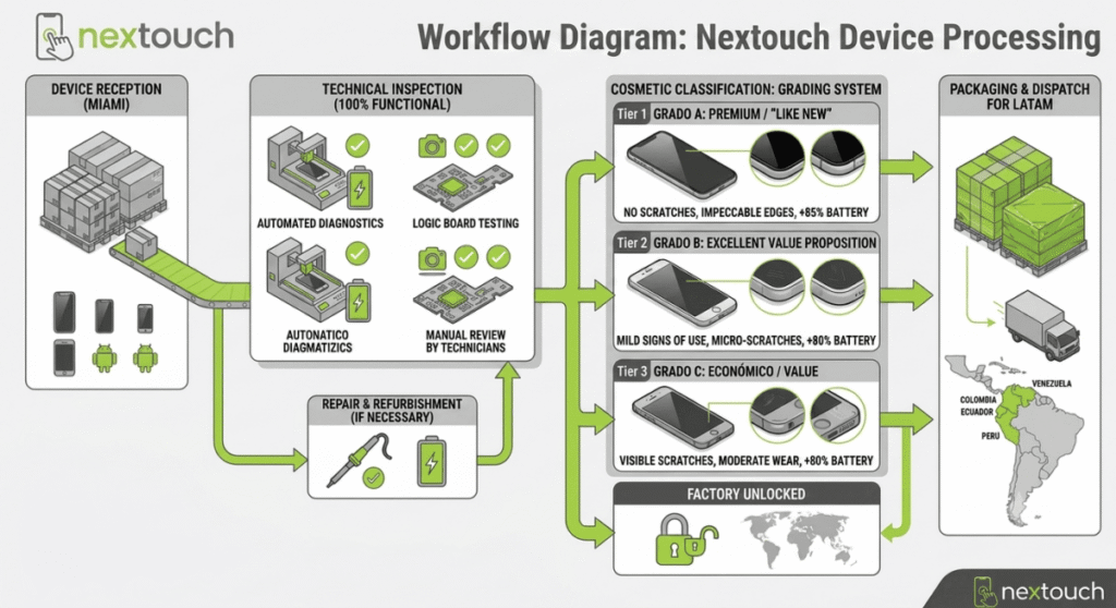 Used Cell Phone Grades Differences Between Grades A B and C for Wholesalers - Nextouch Store Miami USA